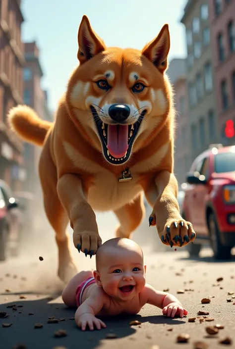 Dog saving baby from accident 