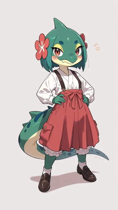 Female furry teenager lizard pokemon style 