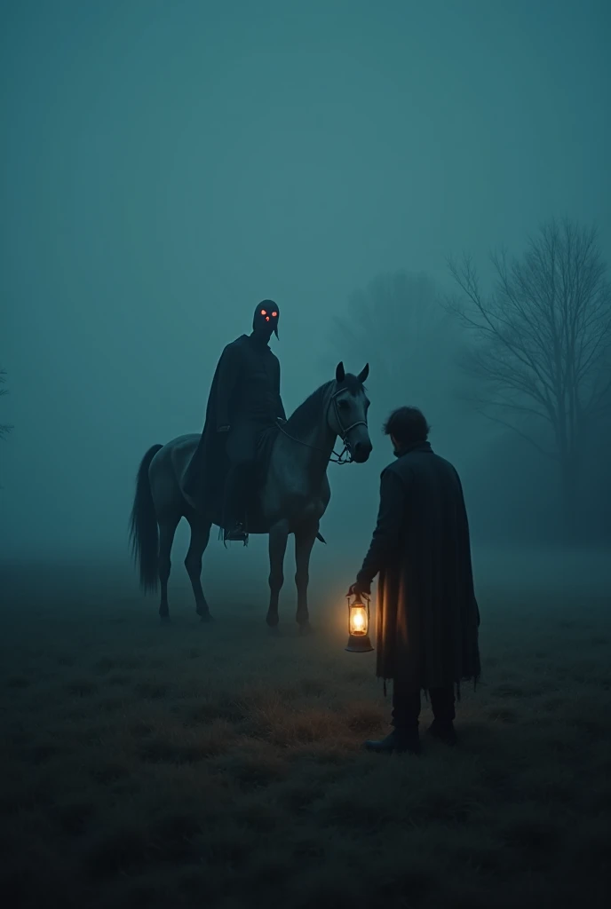 
An isolated farmhouse in the dead of night, shrouded in thick, oppressive fog. Captured in ultra-realistic 8K with classic horror cinematography, the scene shows a farmer standing frozen in the middle of the pasture, gripping a flickering lantern. His wid...