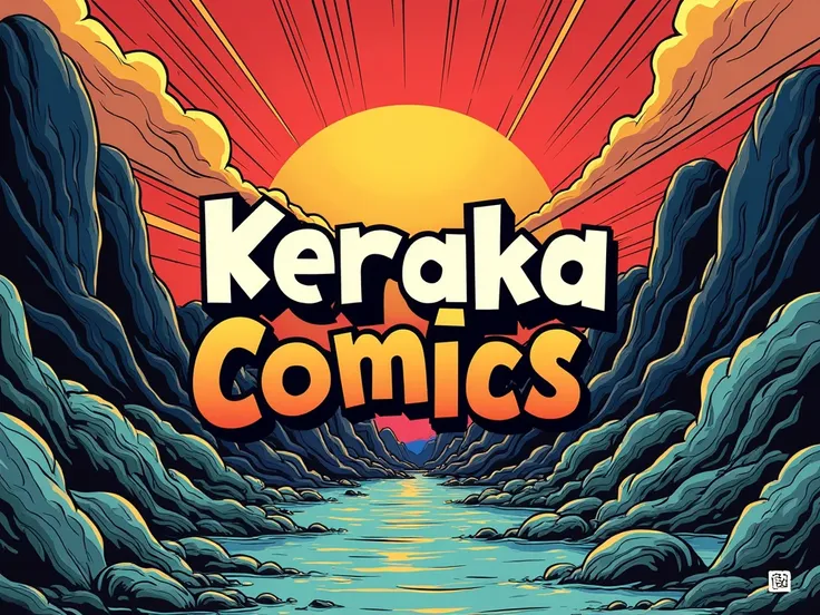 Background that has to do with the manga and that has the phrase 'Keraka Comics' well written and in the center