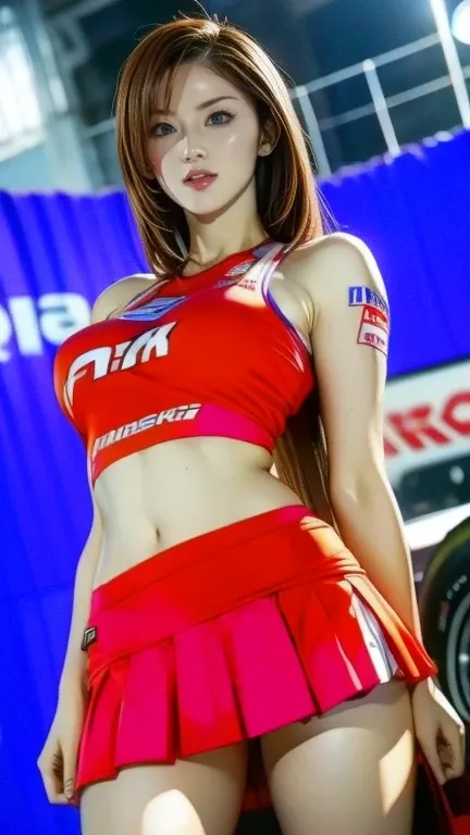 8k, RAW Photo,   top quality at best,(  masterpiece), ( MotoGP  Racing Girls), ( eyeliner:0.5),( :0.5),  brown hair,    light smile ,   refer to beautiful and delicate girls,  highly detailed faces ,    can see beautiful, detailed blue eyes ,Double eyelids...