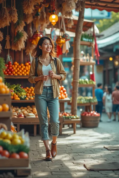 Video of young lady shopping and talking 