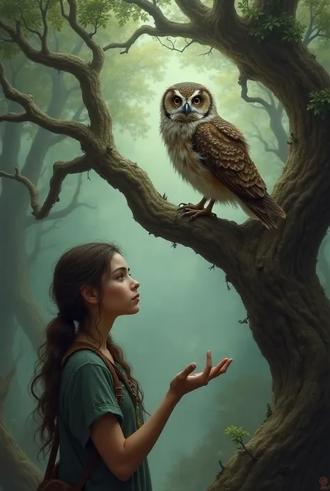 The girl continued and found a wise owl trampled on a branch.