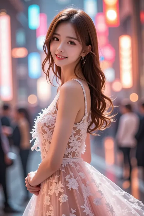  Beautiful Virtual Idols  ,  Detailed Digital Avatars  ,  Bright Holographic Figure , Clear Glowing Skin  ,  detailed facial features from genitals ,  charming smile , Delicate expression,  I wear long, flowing hair ,  elegant pose  ,  Surreal Futuristic E...