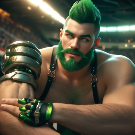 Sexiest Men Alive, Olympics Edition! Meet the Swimmers Making a Major Splash on the Internet
green hair, green buzzcut, green beard, green moustache, green sideburns, green eyebrows,big feet, huge thong bulge ,
metal arm, robotic arm, leather straps, glowi...