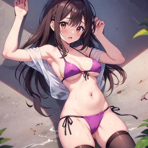   completely naked,  show me her armpits ,  wet skin on the wall, Video viewers , Sheer clothing,asunayuuki,  Aiki Nayukiko ,   long hair,   Hair,   brown eyes,   medium boobs,,  beach,  COSTUME FAIL  ,   bikini, Exposure due to accident , untied   bikini,...