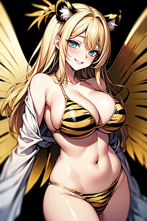 (((nightclub))), ophanimon,Blonde Hair, mint eyes, laugh,masterpiece, best quality, in detail,cute (big breasts), (split), whole body, ((gold multiple angel wings)), Best image quality、masterpiece、8k、Anime Face、A kind smile、 beautiful body 、Cowboy Shot,sex...