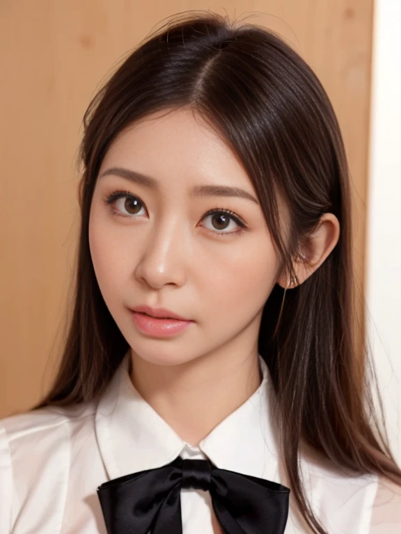 (a portrait with sharp focus and crisp quality, highlighting the subject's facial features),  very detailed skin ,  perfect anatomy, (Look at me:1.8),  professional lighting,  Frontal lighting 、She is an elegant teacher , (((One person:1.5)))、 Japanese wom...