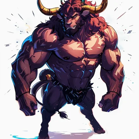  Cartoon close-up of a horned bull, Lumpaulina ,Minotaur,  Burly man with a bull's head , Minotaur, male centaur centaur chimera, husky,  muscular humanoid demon Balrog , Minotaur de Path of Exile,  half man half asian black bull , Retrato del Minotaur,  S...