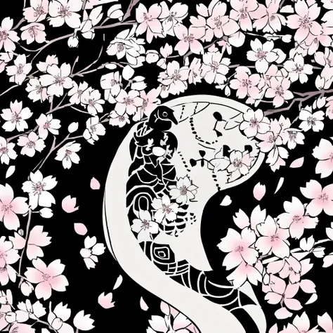 Only seahorses are black and white　cherry blossoms