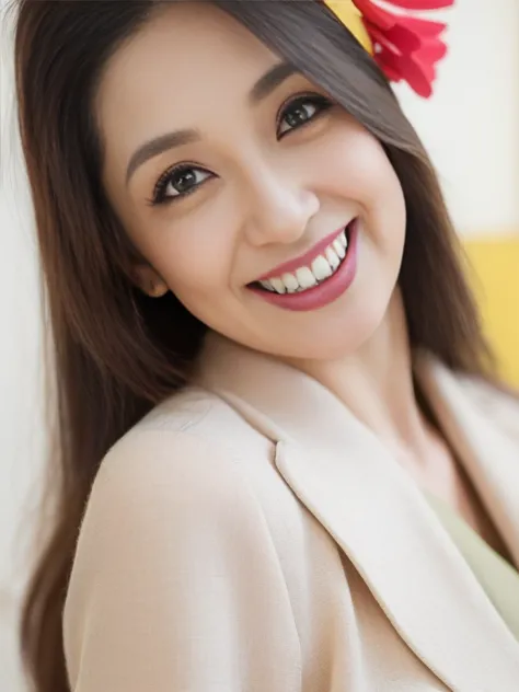 a portrait with sharp focus and crisp quality, highlighting the subject's facial features,  very detailed skin ,  perfect anatomy, (Look at me:1.8),  professional lighting,  Frontal lighting ), , , (((One person:1.5)))、 Japanese woman、Age 25、She is a fashi...