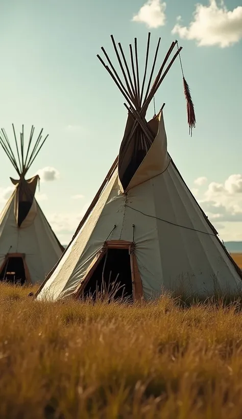 A cinematic view of the Crow Nation in the Yellowstone River Valley in the 1600s. Crow homes were called tepees or skin lodges. Their homes were made of long poles and bison or buffalo hides. Their homes were conical in shape with a hole in the top. The po...