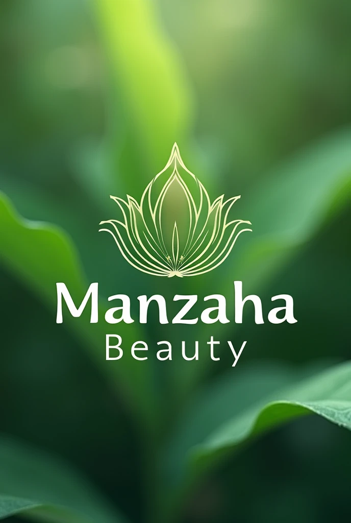 Create a logo in green colors owned by my company manzahabeauty (skin care products company) with an image in the logo representing the brand a more creative skin care product