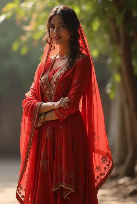 A SALWAR KAMEED WOMEN STANDING WITH REFERENCE PERSPECTIVE WAY THE TEXT ARE DUPATTA OF MODEL 