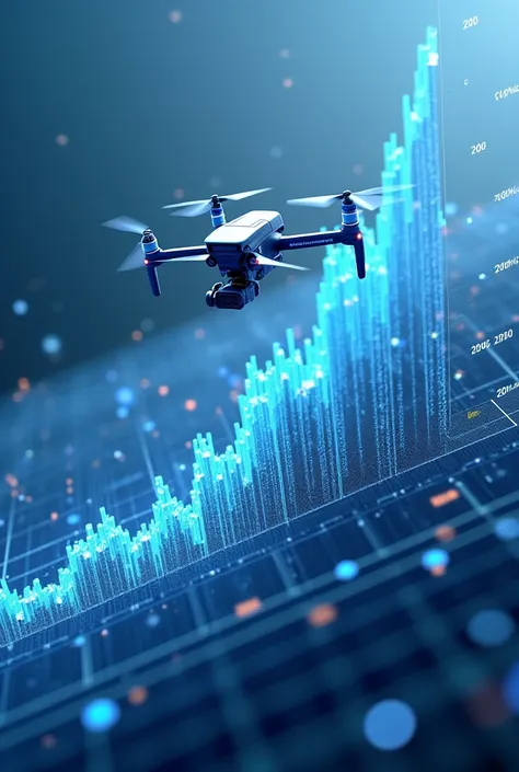 Create a graph that AI powered drone service usage rose from 20% to 100% dramatically with some fluctuations in the years from 2025 to 2040