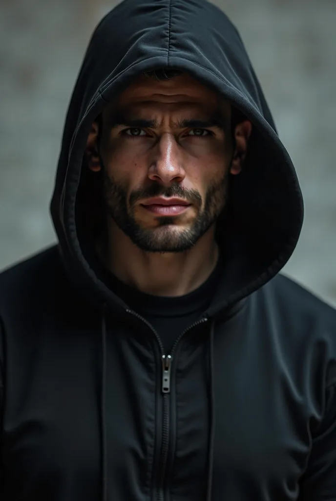 A man with new model dark hoodie for profile picture don’t  cover head 