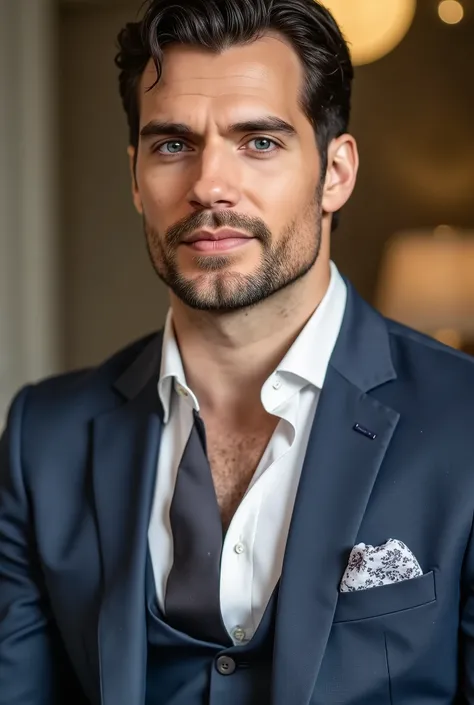(( Masterpiece )), (( top quality:1.2)), High definition , 8 k, (ultra_ realistic:1.3), (photo realistic:1.4), clear focus , very detailed, incredibly attractive , muscular man , On it ((very expensive , designer suit with jacket, vest and tie , emp...