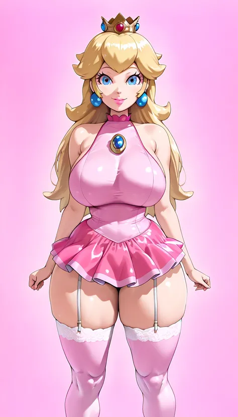 score_9, score_8_up, score_7_up, score_6_up, score_5_up, score_4_up, zPDXL
,
1 girl, (20 years old), ((Princess Peach)), (long hair, blonde hair, crown, blue eyes), (young), (cute), (curvy), (big breasts), (thick thighs), slim waist
,
pink mini strap dress...