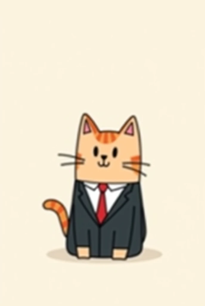 Cartoon minimalist drawing of a cat wearing a suit and sitting 