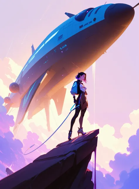 masterpiece, best quality, good quality, very aesthetic, absurdres, newest, 8K, depth of field, focused subject, a futuristic sci-fi scene featuring a large, dark, mechanical structure with intricate details and glowing blue lights, set against a misty, at...