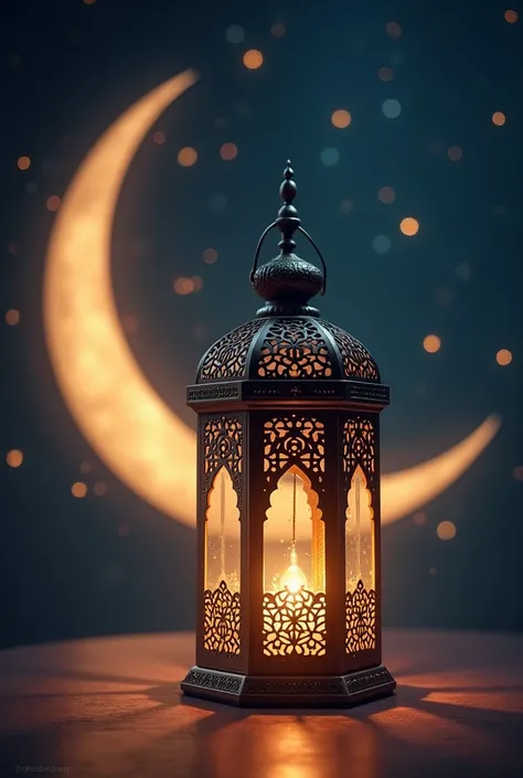 A picture of the Ramadan lantern with a moon 
More accurate and realistic 