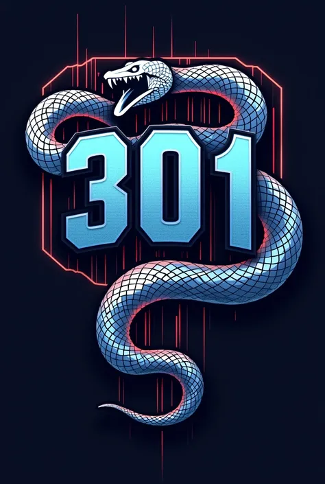 Put together a logo a snake interclass jersey with the numbers from room 301