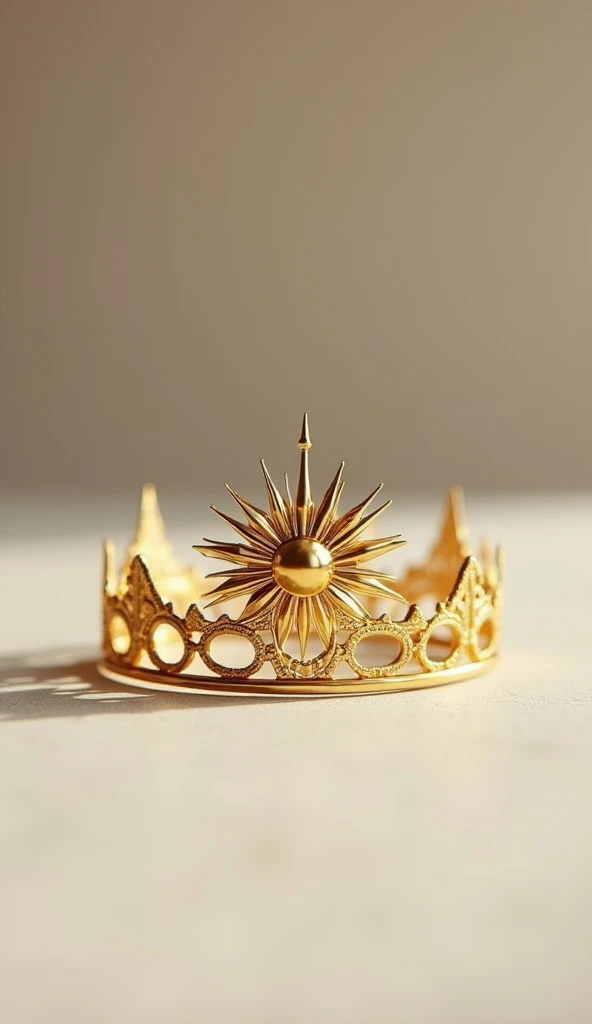 Draw a thin one, low gold crown,  where the figure of the sun on the crown will be depicted. Make the crown small .