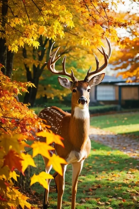 autumn leaves、deer