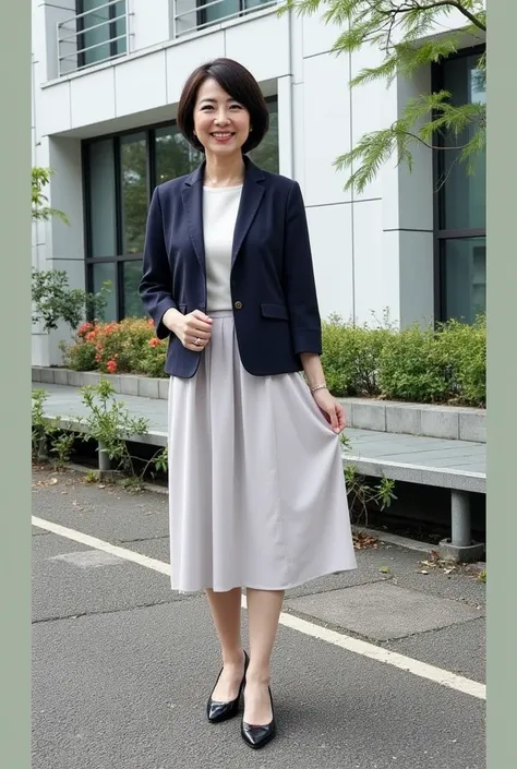 Japanese Wife（45 years old）、1 Japanese wife 、Married women have short black hair 、 Married Women Wear Wedding Rings 、 The married woman is wearing a thin white sweater、 pumps、 The married woman smiles shyly 、 married women have an elegant and clean atmosph...