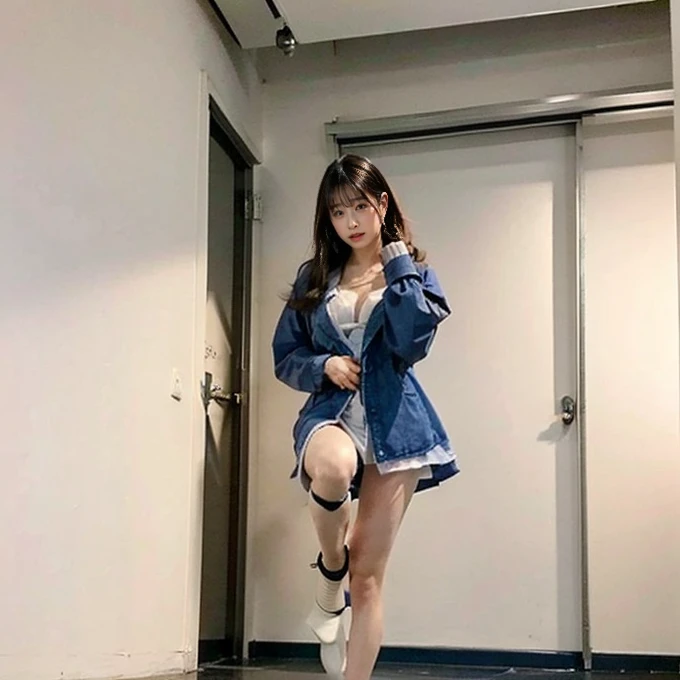 (    detailed background:1.2),   clear white skin 、    thighsに !!!,( Super Glamorous Body  )、    20 years old Japanese woman、    beautiful body、     big pelvis    :1.3、 shows off her pretty nipples    ,      photorealistic な完璧なボディ, SFWな Huge breasts,   Big...