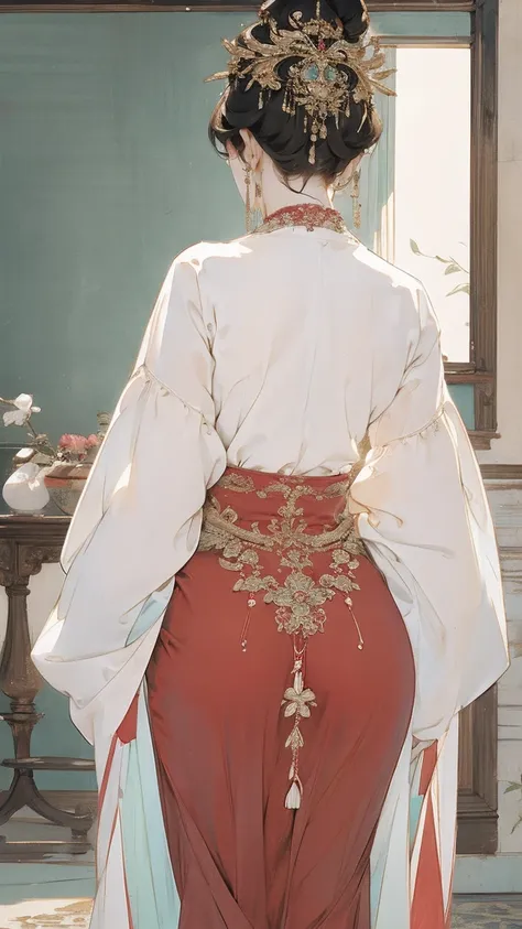 View of a woman's buttocks，