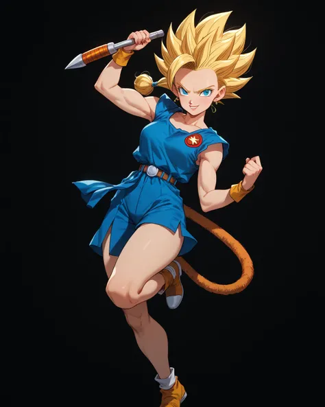 Blonde girl , ropa Vegeta combat costume de dragon ball z ,saiyayin , Vegeta combat costume. Anime girl , beautiful,  style saiyayin that has a tail of the Saiyan race  