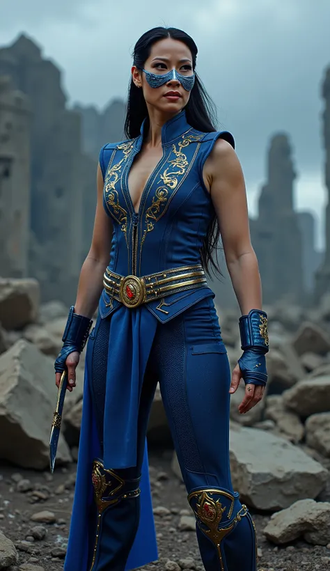  Here's her description of  ** Lucy Liu as Kitana **:  

---

### ** Lucy Liu as Kitana  – A Guerreira de Edenia** 👑⚔️💙  

Em meio às ruínas de um templo edeniano,  Under a stormy sky , **Kitana rises ,  imposing and lethal **. ** Lucy Liu assumes the role...