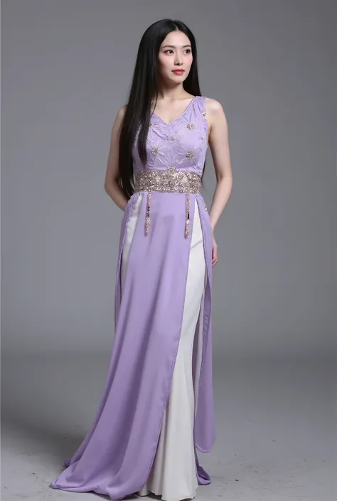 Chinese Cheongsam，Tang Sancai style，girl，Northern Europe，White skin，Extra long hair，Black Hair，Straight Hair
