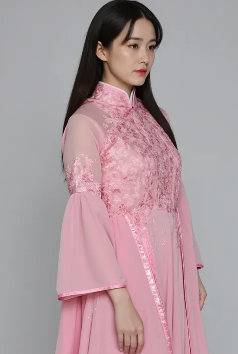 Chinese Cheongsam，Tang Sancai style，girl，Northern Europe，White skin，Extra long hair，Black Hair，Straight Hair
