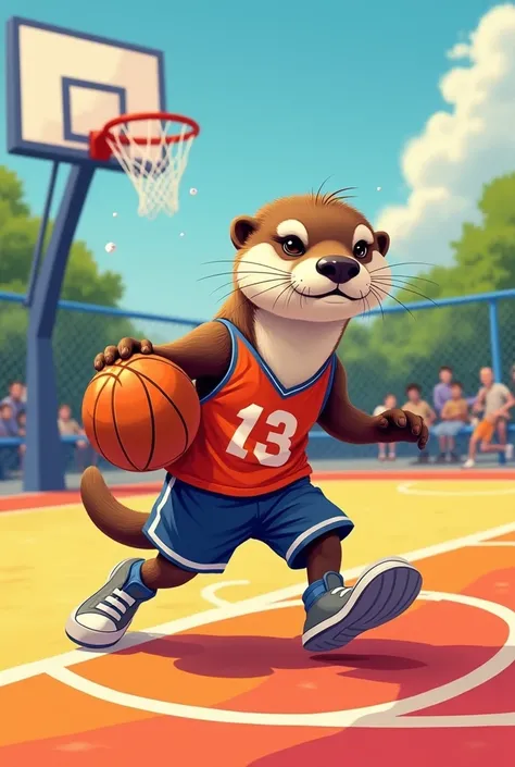 Chungungo playing basketball illustration 