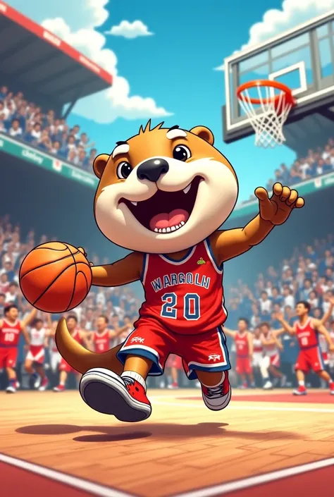 Chungungo playing mascot basketball 