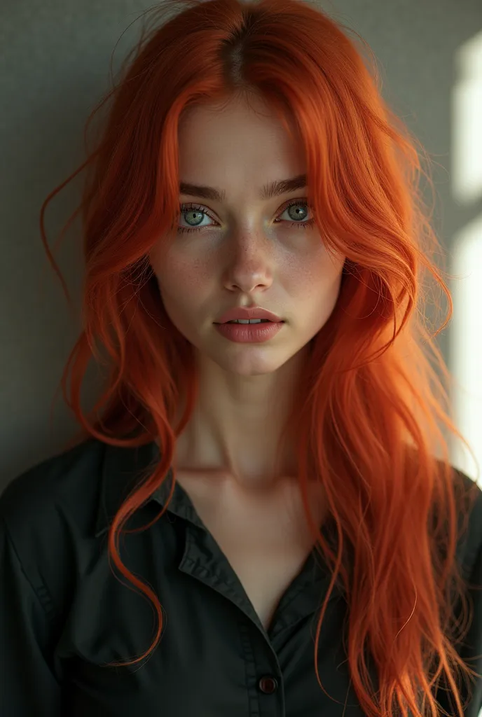  create character from my book ,  Description  , Red-haired hair Lazio  ,  light brown skin ,  eyes between gray and blue  , size 90 , Baccalaureate 1 , beautiful