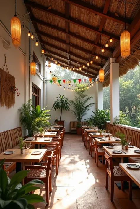 Restaurant in humid and hot place like terai, a restaurant open and airy in a 335sqm land that has courtyard seating, indoor and 1st floor seating. Aesthetically Mexican, Hawaiian mixed with nepali prayer flags and sustainable built with inexpensive materi...