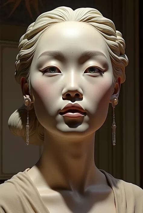 (( disembodied head )) A realistic Masterpiece a head statue beautiful woman from Indonesian becomes head giant statue in the museum