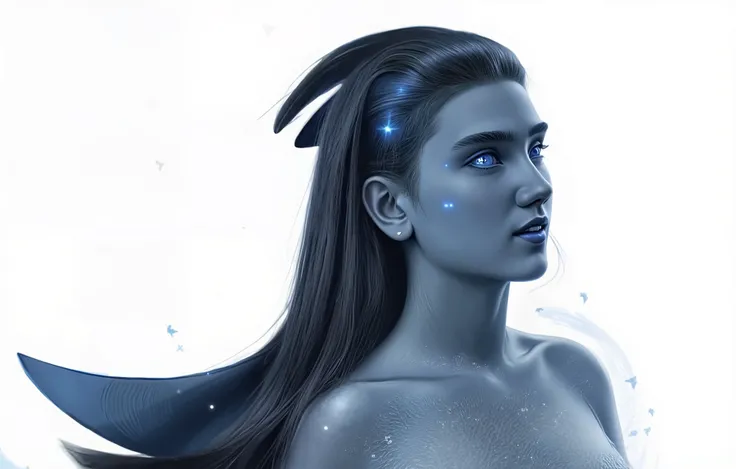 Portrait of a Beautiful blue young Mermaid