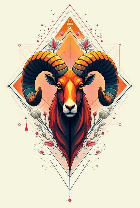 I want a tattoo design that is base on month og april and the zodiac sign is aries and geometry design