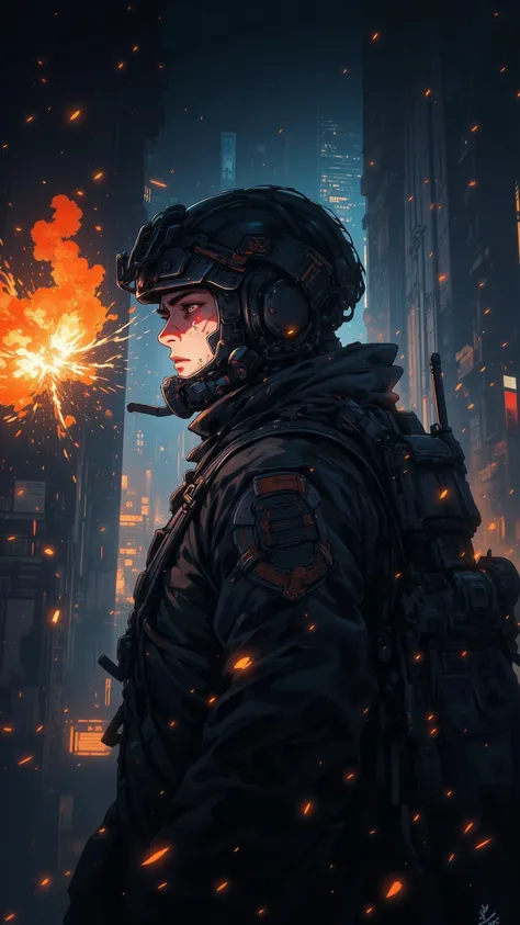  The soldier experienced a breakdown at the edge of the explosion ， His face showed pain and determination 。 His eyes were like a broken spotlight， Neon beams penetrating through the darkness ， His mouth was an open wound ，A scorching white light 。 This li...