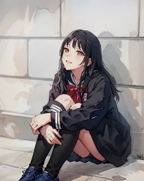 arafed asian woman sitting on the ground with her legs crossed, jaeyeon nam, chiho, lalisa manobal, korean girl, jossi of blackpink, seifuku, anime thai girl, lalisa manoban of blackpink, shikamimi, ruan cute vtuber, korean idol, she has black hair with ba...