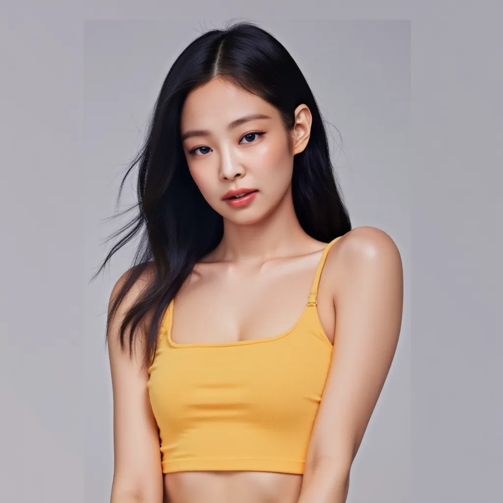 Jennie kim blackpink beautiful sexy pretty wearing glass skin korean beauty deep autum korean skin ultra detailed high resolution  photorealistic  Calvin  klein croptop high  definition  hottest poses  close up. 