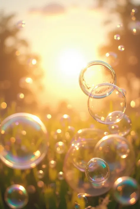 Lots of soap bubbles in the sunlight