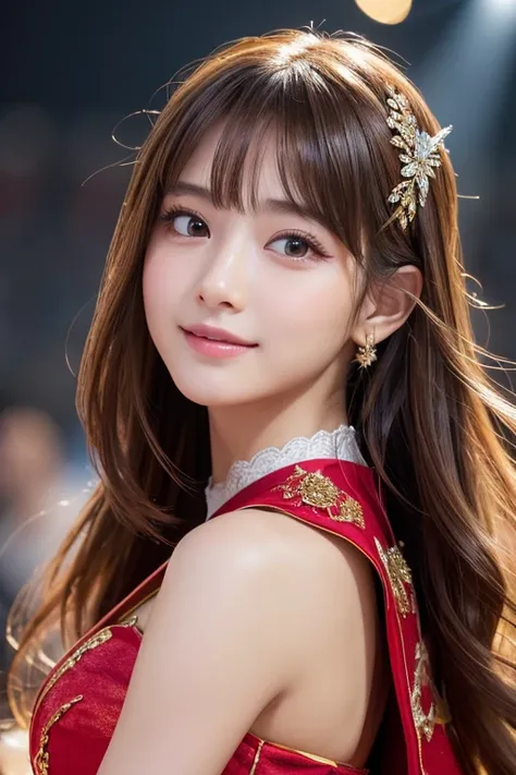 
1 Girl, (Wearing a bright red idol costume:1.2), A very beautiful photo collection of Nogizaka idols, 
(RAW Photos, Best Quality), ( realistic ,  photorealistic :1.4), (masterpiece), 
  so delicate and beautiful , Very detailed, 2k wallpaper, wonderful, f...