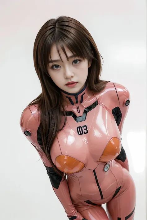 (      top quality,    masterpiece, 16k,      very well detailed 、       Beautiful Skin from Above   ,        professional lighting    )      girl   ,、｛((  Wear an Evangelion pilot costume、 pink eva plug suit 、 pink color plug suit    )))、(((  Japanese、 da...