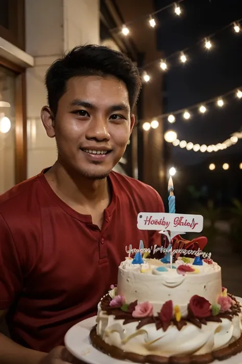 Picture of a 30-year-old Indonesian man celebrating his birthday
