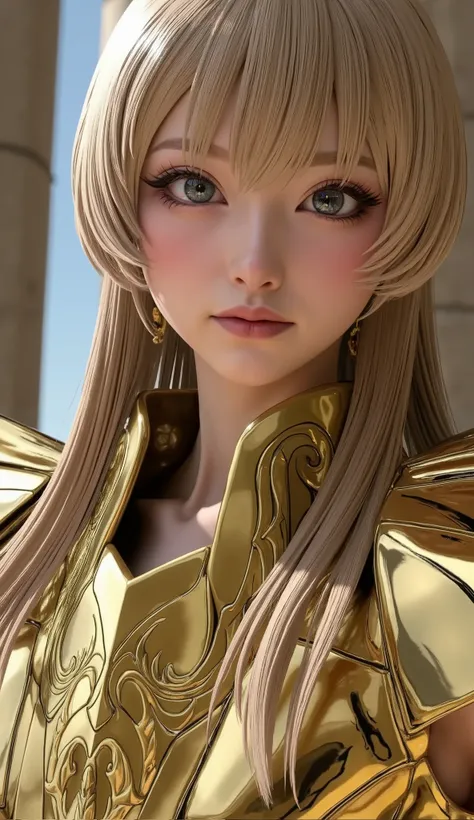 (Korean woman who cosplayed as Shaka from Virgo Balgo),((( full body shot on one side))),((((  close my eyes )))), (((live-action))),(( full body shot on one side)),(Young face),(((Close your eyelids))),((Mole between the eyebrows)),( blue eyes),((Ancient ...